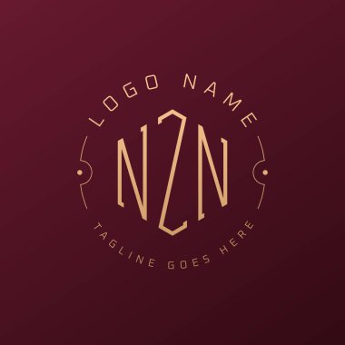 Lüks NZN Logo Tasarımı, Zarif Harf NZN Monogram Logosu. Minimalist Çokgen NZN Logo Tasarım Şablonu