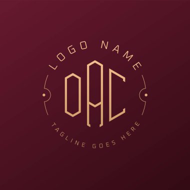 Lüks OAC Logo Tasarımı, Zarif Harf OAC Monogram Logosu. Minimalist Çokgen OAC Logo Tasarım Şablonu