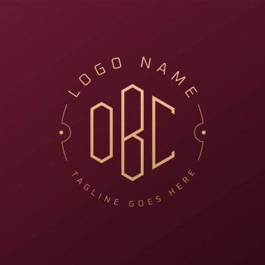 Lüks OBC Logo Tasarımı, Zarif Harf OBC Monogram Logosu. Minimalist Çokgen OBC Logo Tasarım Şablonu