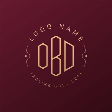 Lüks OBD Logo Tasarımı, Zarif Harf OBD Monogram Logosu. Minimalist Çokgen OBD Logo Tasarım Şablonu