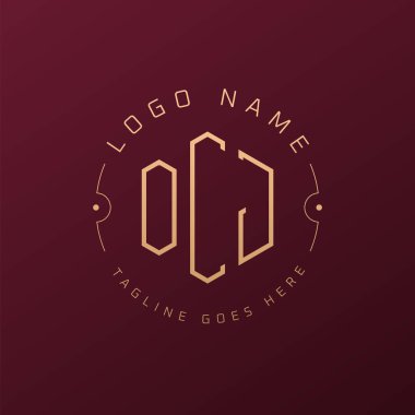 Lüks OCJ Logo Tasarımı, Zarif Harf OCJ Monogram Logosu. Minimalist Çokgen OCJ Logo Tasarım Şablonu