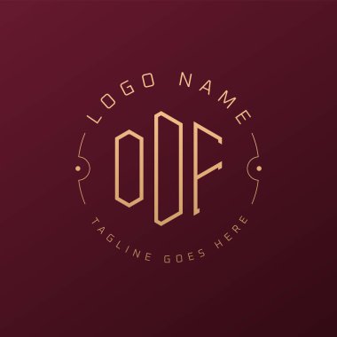 Lüks ODF Logo Tasarımı, Zarif Harf ODF Monogram Logosu. Minimalist Çokgen ODF Logo Tasarım Şablonu