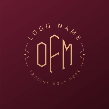 Lüks OFM Logo Tasarımı, Zarif Harf OFM Monogram Logosu. Minimalist Çokgen OFM Logo Tasarım Şablonu