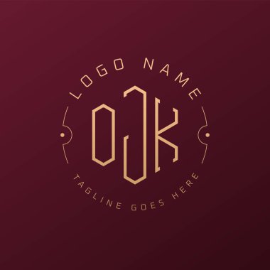 Lüks OJK Logo Tasarımı, Zarif Mektup OJK Monogram Logosu. Minimalist Çokgen OJK Logo Tasarım Şablonu