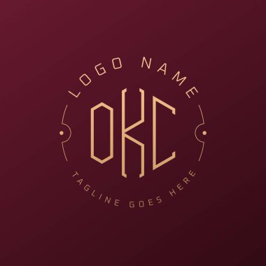 Luxury OKC Logo Design, Elegant Letter OKC Monogram Logo. Minimalist Polygon OKC Logo Design Template clipart