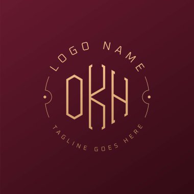 Lüks OKH Logo Tasarımı, Zarif Harf OKH Monogram Logosu. Minimalist Çokgen OKH Logo Tasarım Şablonu