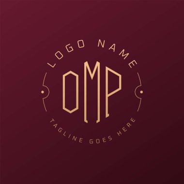 Lüks OMP Logosu Tasarımı, Zarif Harf OMP Monogram Logosu. Minimalist Çokgen OMP Logo Tasarım Şablonu