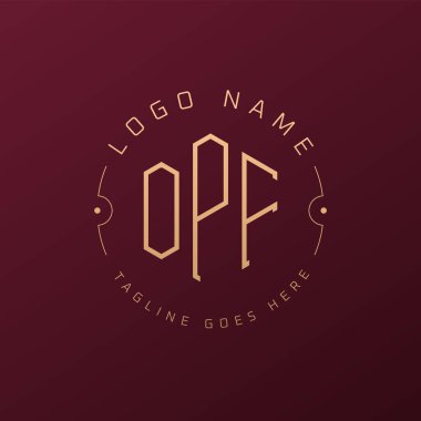 Lüks OPF Logo Tasarımı, Zarif Harf OPF Monogram Logosu. Minimalist Çokgen OPF Logo Tasarım Şablonu