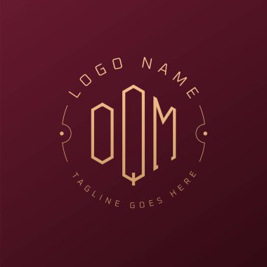 Lüks OQM Logo Tasarımı, Zarif Harf OQM Monogram Logosu. Minimalist Çokgen OQM Logo Tasarım Şablonu