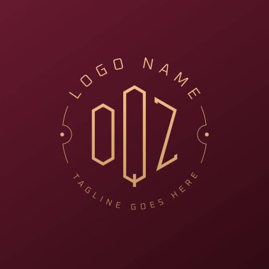 Lüks OQZ Logo Tasarımı, Zarif Harf OQZ Monogram Logosu. Minimalist Çokgen OQZ Logo Tasarım Şablonu