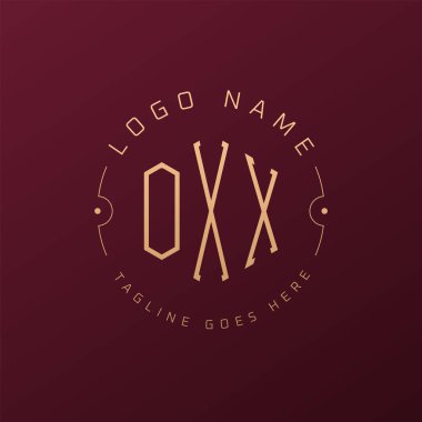 Lüks OXX Logo Tasarımı, Zarif Harf OXX Monogram Logosu. Minimalist Çokgen OXX Logo Tasarım Şablonu