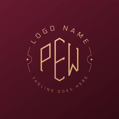 Lüks PEW Logo Tasarımı, Zarif Harf PEW Monogram Logosu. Minimalist Çokgen PEW Logo Tasarım Şablonu