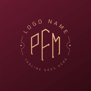 Lüks PFM Logo Tasarımı, Zarif Harf PFM Monogram Logosu. Minimalist Çokgen PFM Logo Tasarım Şablonu