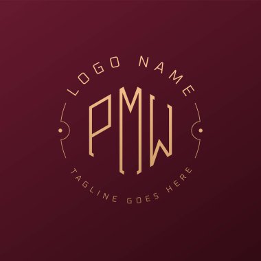 Lüks PMW Logo Tasarımı, Zarif Harf PMW Monogram Logosu. Minimalist Çokgen PMW Logo Tasarım Şablonu