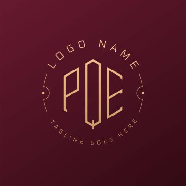 Luxury PQE Logo Design, Elegant Letter PQE Monogram Logo. Minimalist Polygon PQE Logo Design Template clipart