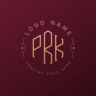 Lüks PRK Logo Tasarımı, Zarif Harf PRK Monogram Logosu. Minimalist Çokgen PRK Logo Tasarım Şablonu