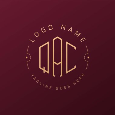Lüks QAC Logo Tasarımı, Zarif Harf QAC Monogram Logosu. Minimalist Çokgen QAC Logo Tasarım Şablonu