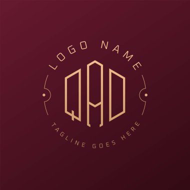 Lüks QAD Logo Tasarımı, Zarif Harf QAD Monogram Logosu. Minimalist Çokgen QAD Logo Tasarım Şablonu