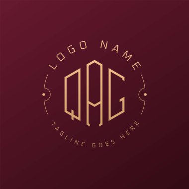 Lüks QAG Logo Tasarımı, Zarif Harf QAG Monogram Logosu. Minimalist Çokgen QAG Logo Tasarım Şablonu