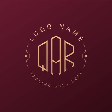 Lüks QAR Logo Tasarımı, Zarif Harf QAR Monogram Logosu. Minimalist Çokgen QAR Logo Tasarım Şablonu