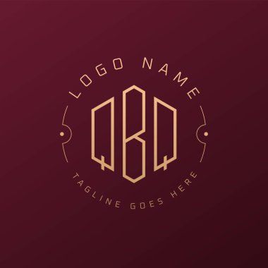 Lüks QBQ Logo Tasarımı, Zarif Harf QBQ Monogram Logosu. Minimalist Çokgen QBQ Logo Tasarım Şablonu