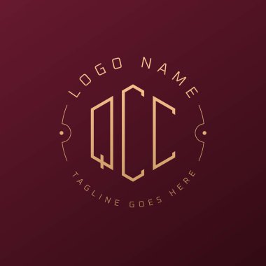 Lüks QCC Logo Tasarımı, Zarif Harf QCC Monogram Logosu. Minimalist Çokgen QCC Logo Tasarım Şablonu