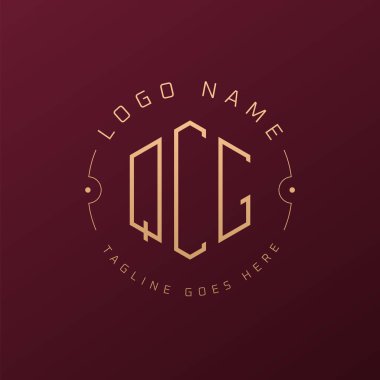 Lüks QCG Logo Tasarımı, Zarif Harf QCG Monogram Logosu. Minimalist Çokgen QCG Logo Tasarım Şablonu