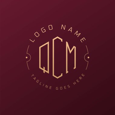 Lüks QCM Logo Tasarımı, Zarif Harf QCM Monogram Logosu. Minimalist Çokgen QCM Logo Tasarım Şablonu