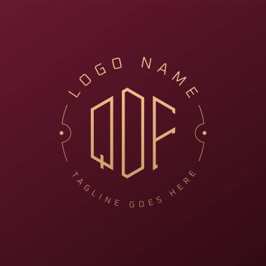 Lüks QDF Logo Tasarımı, Zarif Harf QDF Monogram Logosu. Minimalist Çokgen QDF Logo Tasarım Şablonu