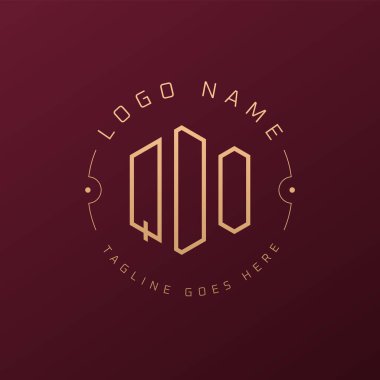 Lüks QDO Logo Tasarımı, Zarif Harf QDO Monogram Logosu. Minimalist Çokgen QDO Logo Tasarım Şablonu