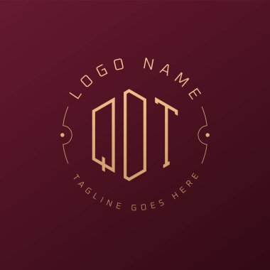 Lüks QDT Logo Tasarımı, Zarif Harf QDT Monogram Logosu. Minimalist Çokgen QDT Logo Tasarım Şablonu