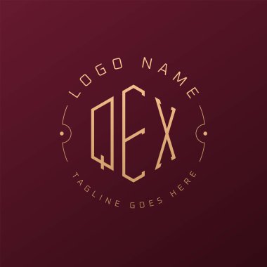 Lüks QEX Logo Tasarımı, Zarif Harf QEX Monogram Logosu. Minimalist Çokgen QEX Logo Tasarım Şablonu