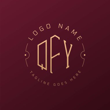 Lüks QFY Logo Tasarımı, Zarif Harf QFY Monogram Logosu. Minimalist Çokgen QFY Logo Tasarım Şablonu