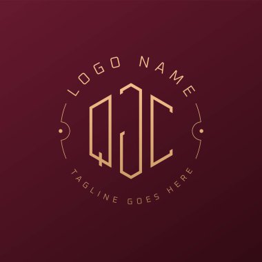 Lüks QJC Logo Tasarımı, Zarif Harf QJC Monogram Logosu. Minimalist Çokgen QJC Logo Tasarım Şablonu