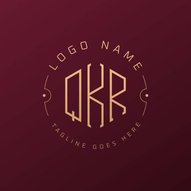 Lüks QKR Logo Tasarımı, Zarif Harf QKR Monogram Logosu. Minimalist Çokgen QKR Logo Tasarım Şablonu