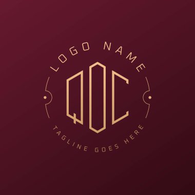 Lüks QOC Logo Tasarımı, Zarif Harf QOC Monogram Logosu. Minimalist Çokgen QOC Logo Tasarım Şablonu