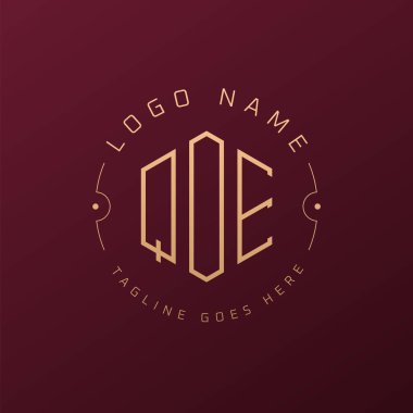 Lüks QOE Logo Tasarımı, Zarif Harf QOE Monogram Logosu. Minimalist Çokgen QOE Logo Tasarım Şablonu