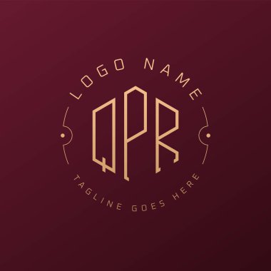 Lüks QPR Logo Tasarımı, Zarif Harf QPR Monogram Logosu. Minimalist Çokgen QPR Logo Tasarım Şablonu