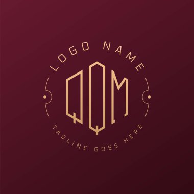 Lüks QQM Logo Tasarımı, Zarif Harf QQM Monogram Logosu. Minimalist Çokgen QQM Logo Tasarım Şablonu