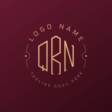 Lüks QRN Logo Tasarımı, Zarif Harf QRN Monogram Logosu. Minimalist Çokgen QRN Logo Tasarım Şablonu