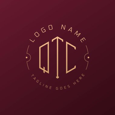 Lüks QTC Logo Tasarımı, Zarif Harf QTC Monogram Logosu. Minimalist Çokgen QTC Logo Tasarım Şablonu