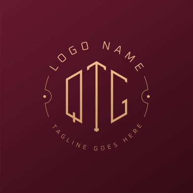 Lüks QTG Logo Tasarımı, Zarif Harf QTG Monogram Logosu. Minimalist Çokgen QTG Logo Tasarım Şablonu