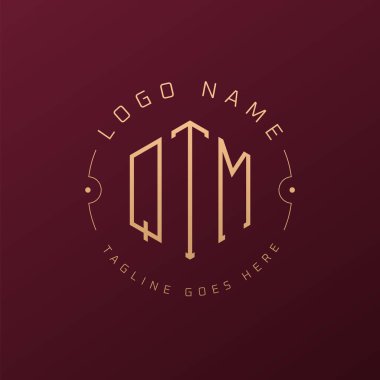 Lüks QTM Logo Tasarımı, Zarif Harf QTM Monogram Logosu. Minimalist Çokgen QTM Logo Tasarım Şablonu