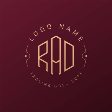 Lüks RAD Logo Tasarımı, Zarif Harf RAD Monogram Logosu. Minimalist Çokgen RAD Logo Tasarım Şablonu