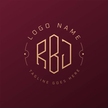 Lüks RBJ Logo Tasarımı, Zarif Harf RBJ Monogram Logosu. Minimalist Çokgen RBJ Logo Tasarım Şablonu