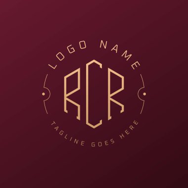 Lüks RCR Logo Tasarımı, Zarif Harf RCR Monogram Logosu. Minimalist Çokgen RCR Logo Tasarım Şablonu