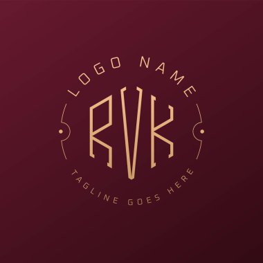 Lüks RVK Logo Tasarımı, Zarif Harf RVK Monogram Logosu. Minimalist Çokgen RVK Logo Tasarım Şablonu