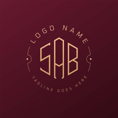 Lüks SAB Logo Tasarımı, Zarif Harf SAB Monogram Logosu. Minimalist Çokgen SAB Logo Tasarım Şablonu