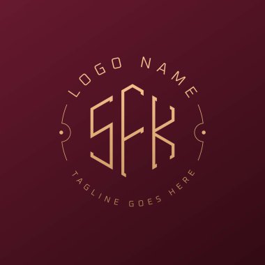 Lüks SFK Logo Tasarımı, Zarif Harf SFK Monogram Logosu. Minimalist Çokgen SFK Logo Tasarım Şablonu