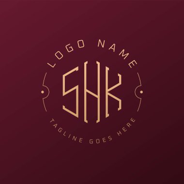 Lüks SHK Logo Tasarımı, Zarif Harf SHK Monogram Logosu. Minimalist Çokgen SHK Logo Tasarım Şablonu